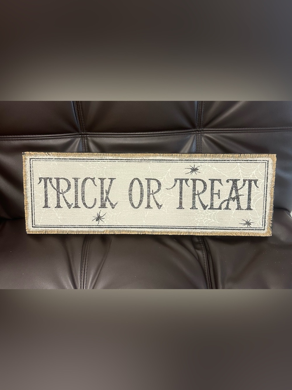 Rustic wooden "Trick or Treat" sign: vintage-style Halloween porch wall decor.
